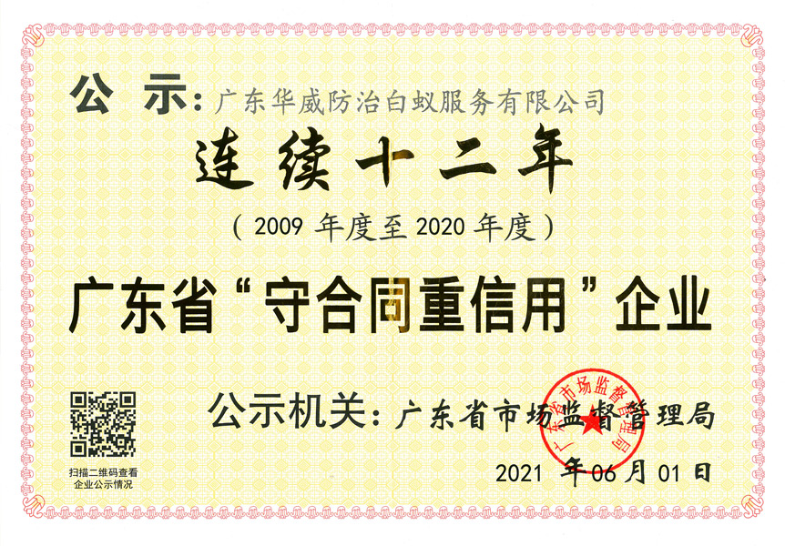 連續(xù)十二年 廣東省“守合同重信用”企業(yè)